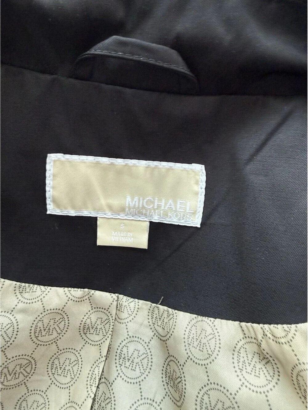 Michael Kors Black Cotton & Polyester Sz Small Trench Coat Button Down With Belt